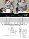 Black Silk Button Up Shirt Women Satin Blouse Casual V-Neck Long Sleeve Business Office Blouses Tops Black S