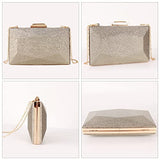 Women Lattice Pattern Metal Handbag Chain Geometric Evening Clutch Purse, Gold