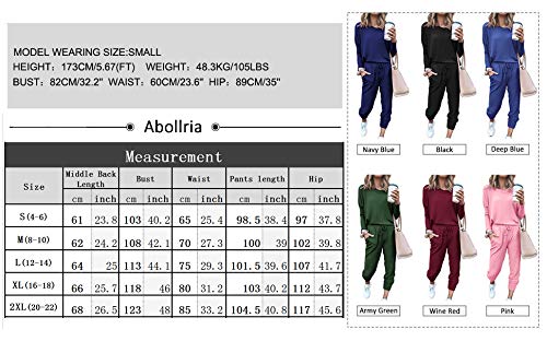Women's Long Sleeve Loungewear Crewneck Pullover Tops Long Pants Sweatsuits Tracksuits with Pockets Army Green
