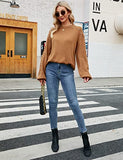 Women's Chunky Sweater Crewneck Sweatshirt Knit Lantern Sleeve Oversized Pullover Sweater with Pearls (Large, Grey)