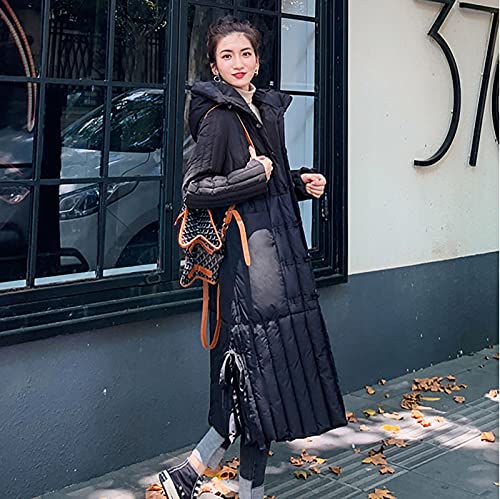 Womens Puffer Jackets Ankle Length Thicken Winter Coats Folds Stripe Overcoat Warm Padded Loose Down Coat Beige