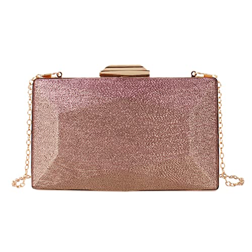 Women Lattice Pattern Metal Handbag Chain Geometric Evening Clutch Purse, Gold