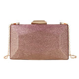 Women Lattice Pattern Metal Handbag Chain Geometric Evening Clutch Purse, Gold