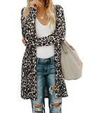 Women's Leopard Print Open Front Cardigan Shirt with Pockets Long Sleeve Lightweight Coat(Leopard01,M)