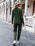 Women's Long Sleeve Loungewear Crewneck Pullover Tops Long Pants Sweatsuits Tracksuits with Pockets Army Green