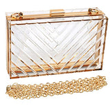 Women Acrylic Transparent Gold star Evening Bags Purses Clutch Vintage Banquet Handbag (Pink) Medium