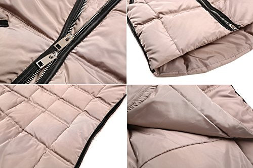Women's Down Coat With Real Raccoon Fur Hooded Parka Jacket (Large, Wine)