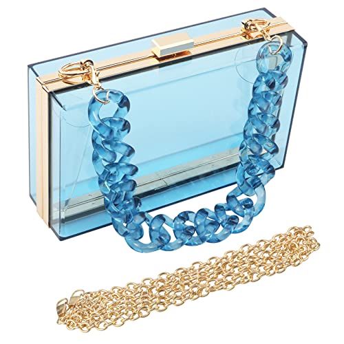 Women Acrylic Transparent Gold star Evening Bags Purses Clutch Vintage Banquet Handbag (Pink) Medium