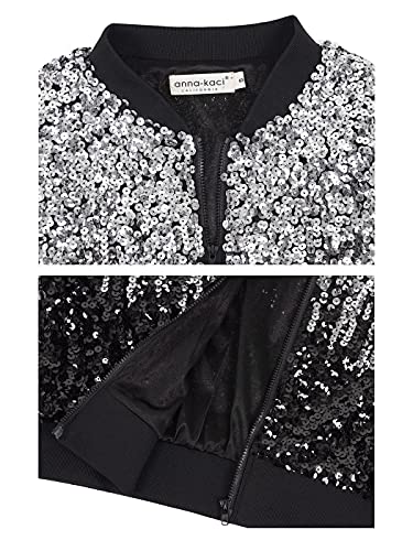 Womens Sequin Long Sleeve Front Zip Jacket with Ribbed Cuffs, Gold, Small