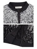 Womens Sequin Long Sleeve Front Zip Jacket with Ribbed Cuffs, Gold, Small