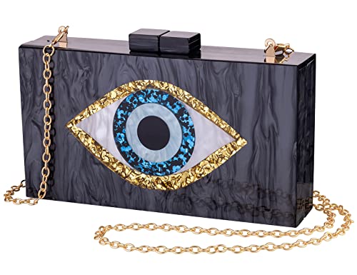 Clutch Purses for Women-Evil Eye Acrylic Clutch Glitter Purse Evening Bag Chain Shoulder Crossbody Handbags