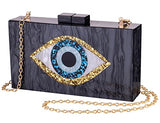 Clutch Purses for Women-Evil Eye Acrylic Clutch Glitter Purse Evening Bag Chain Shoulder Crossbody Handbags
