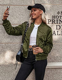 Womens Casual Jackets Long Sleeve Lightweight Fall Satin Bomber Jacket Zip Up Biker Windbreaker Coat with Pockets