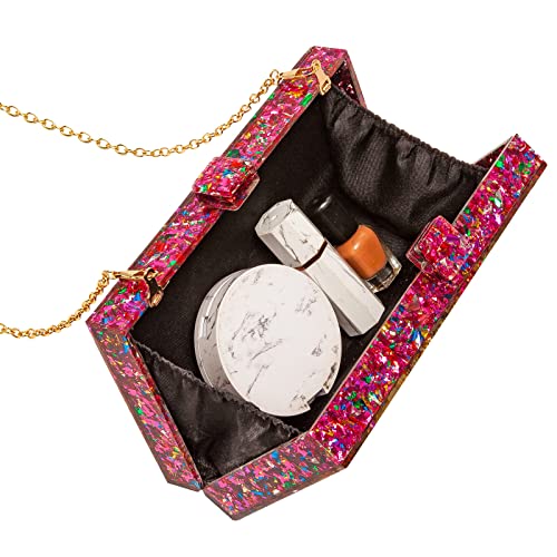 Clutch Purses for Women-Evil Eye Acrylic Clutch Glitter Purse Evening Bag Chain Shoulder Crossbody Handbags