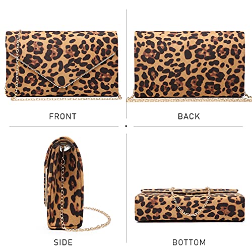 Ladies' Velvet Evening Clutch Handbag Formal Party Clutch For Women With Chain Strap (Rose)