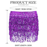Belly Dance Hip Skirt Tassel Scarf Sequin Wrap Rave Costume for Women (Blue)