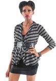 Stripe Ruffle Belted Cardigan