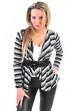 Multi-Stripe Belted Cardigan