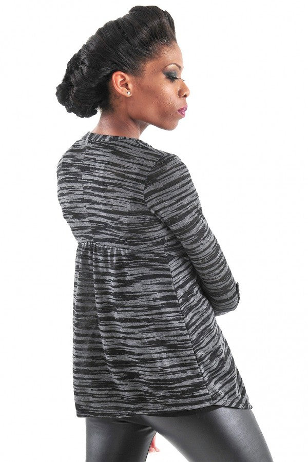 Zebra Print Open Front Cardigan