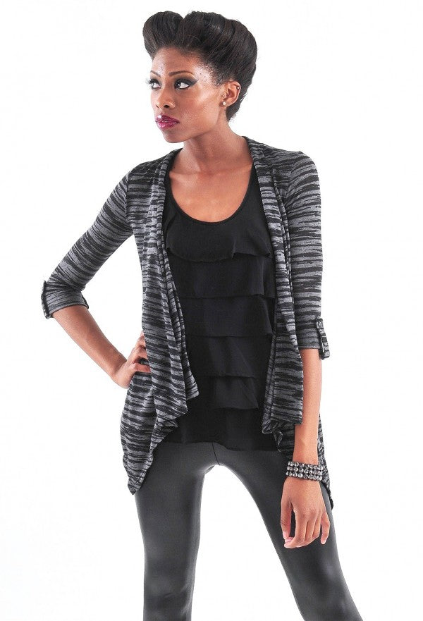 Zebra Print Open Front Cardigan