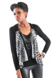 Leopard Print Open Front Crochet Vest