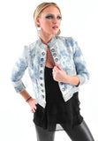 Pinstripe Denim Crop Blazer