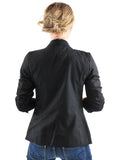 Black Ruched Sleeve Blazer