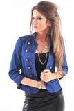 Military Open Front Denim Jacket