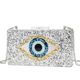 Clutch Purses for Women-Evil Eye Acrylic Clutch Glitter Purse Evening Bag Chain Shoulder Crossbody Handbags