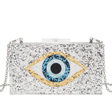 Clutch Purses for Women-Evil Eye Acrylic Clutch Glitter Purse Evening Bag Chain Shoulder Crossbody Handbags