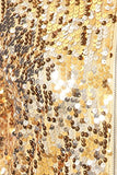 Womens Sequin Long Sleeve Front Zip Jacket with Ribbed Cuffs, Gold, Small