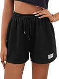 Women's Drawstring High Waist Patched Yoga Workout Sports Track Shorts
