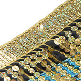 Belly Dance Hip Skirt Tassel Scarf Sequin Wrap Rave Costume for Women (Blue)