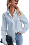 Women's Long Sleeve Button Down Shirt Solid Basic Workwear Blouse Tops