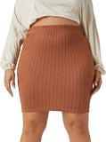 Women's Plus Size High Elastic Waist Bodycon Solid Short Mini Pencil Skirt