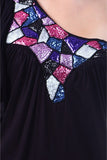 Black One Shoulder Multi-Color Block Mini Dress