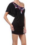 Black One Shoulder Multi-Color Block Mini Dress