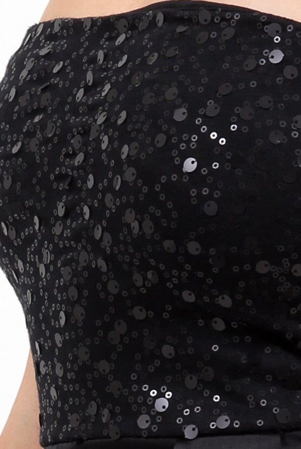 Black Sequin Peplum Dress