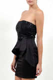 Black Sequin Peplum Dress