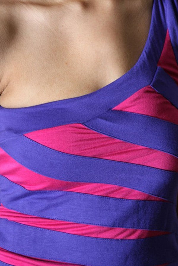 Sunray Stripe One Shoulder Fitted Dress