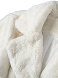 Winter Long White Fluffy Warm Oversized Faux Fur Coat Women with Hood Lapel Sashes Loose Korean Fashion 2021 Outerwear