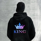 Women Men Lovers Sweatshirt Lovers Couples QUEEN KING CROWN Couple Hoodies