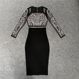 Women Sexy Designer Sparkly Beading Lace Mesh Long Sleeve T-Shirts Ladies Celebrity Tees Tops Skirt Suits