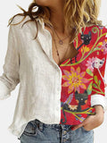 Fashion Loose Animal Cat Dig Print Women Shirt Autumn Office White Blouses Sleeve Turn Down Collar Casual Print Cardigan Top