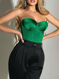 Cami Sleeveless Black Fashion Women Tank Tops Bustier Strapless sexy Tube Satin Crop Top Corset