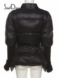 Woman Winter Coats 2023 Thick Warm Jacket Waist Down Cotton Padded Outwear with Belt Women's Parka Loose Jacket