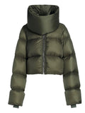 Winter Casual Black Oversized Bubble Coat for Women 2023 Fashion Zipper Scarf Collar Short Puffer Jackets Green Parka Streetwear