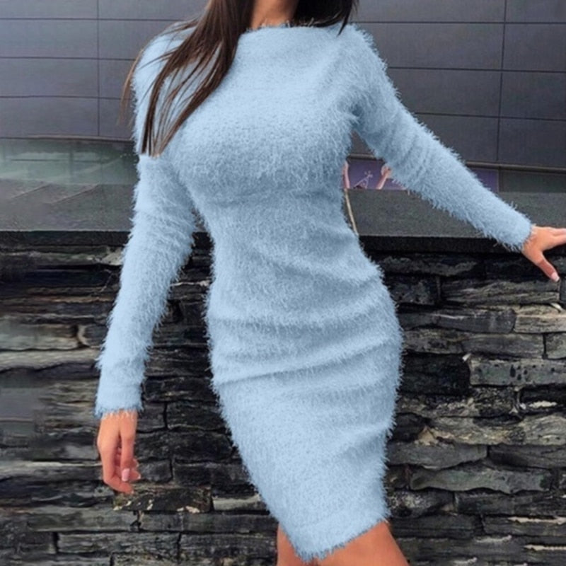 Women Elegant Knitted Sweater Dress Long Sleeve Bodycon Dress Sexy Sli – Divahotcouture