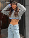 Designer Cropped Sweater Women Long Sleeve Oversized Sweater  Knitted  Crop Top Streetwear