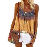 Casual Strap Tank Top Loose Beach Shirt Sleeveless Print Beach T-Shirt Top Bohemian Style Clothing(Up to 5XL )